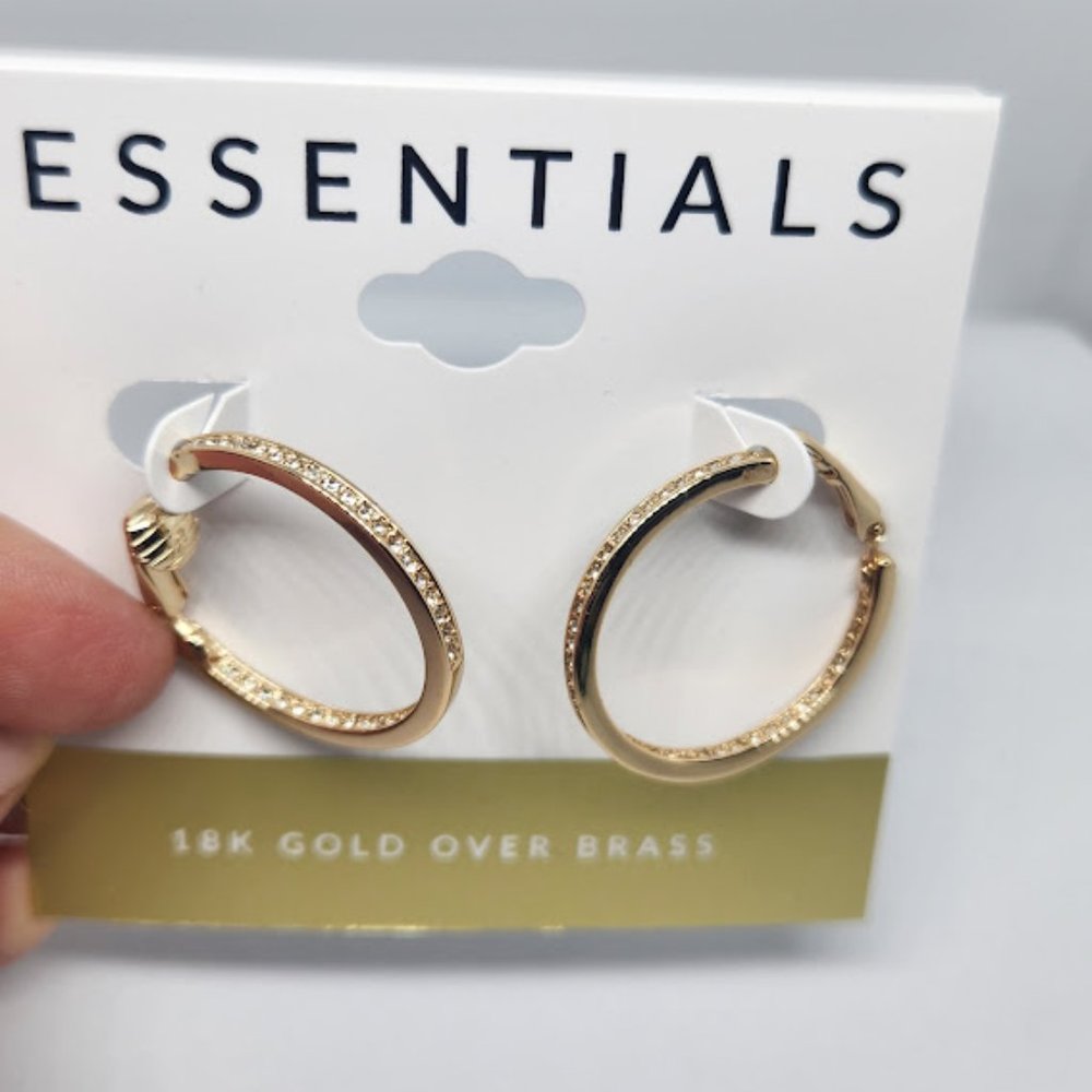 NWT Essentials 18k gold over brass hoop earrings